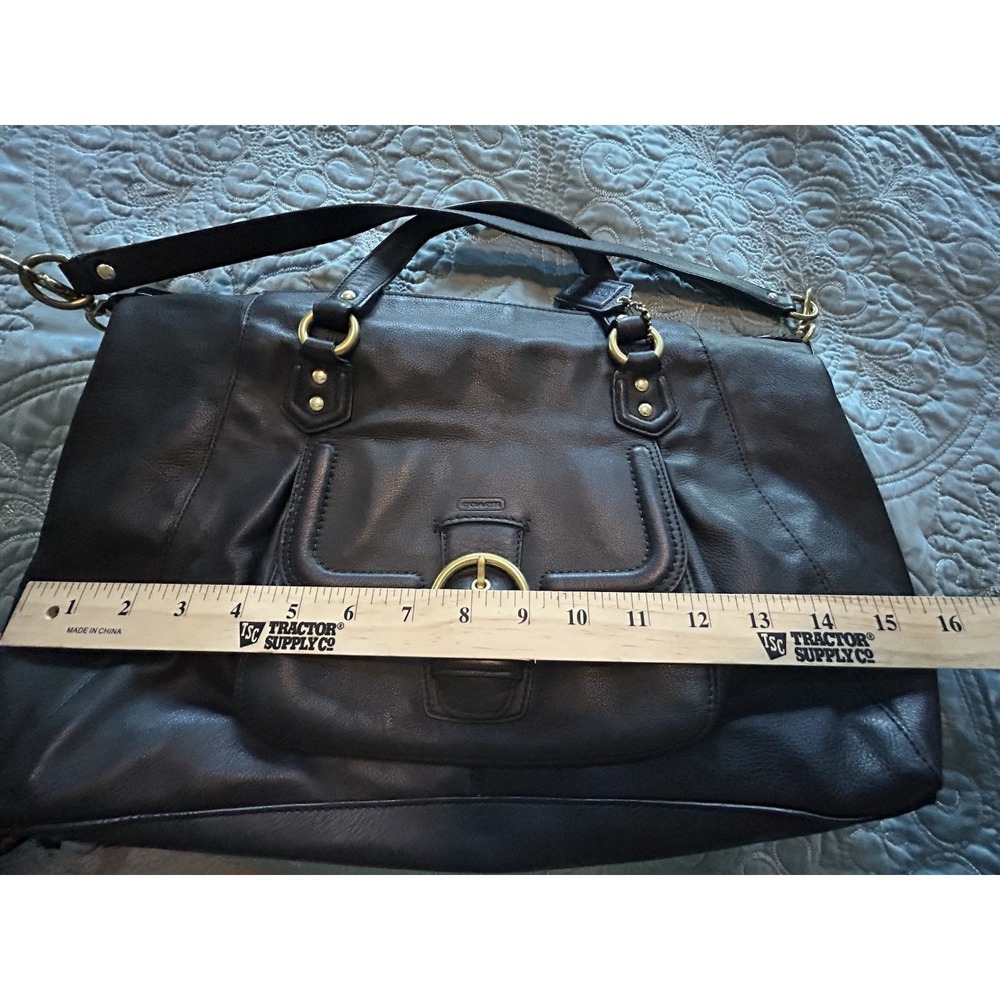 Coach Campbell Buckle Hobo Black Leather Shoulder Bag  Brass Hardware - Picture 11 of 14